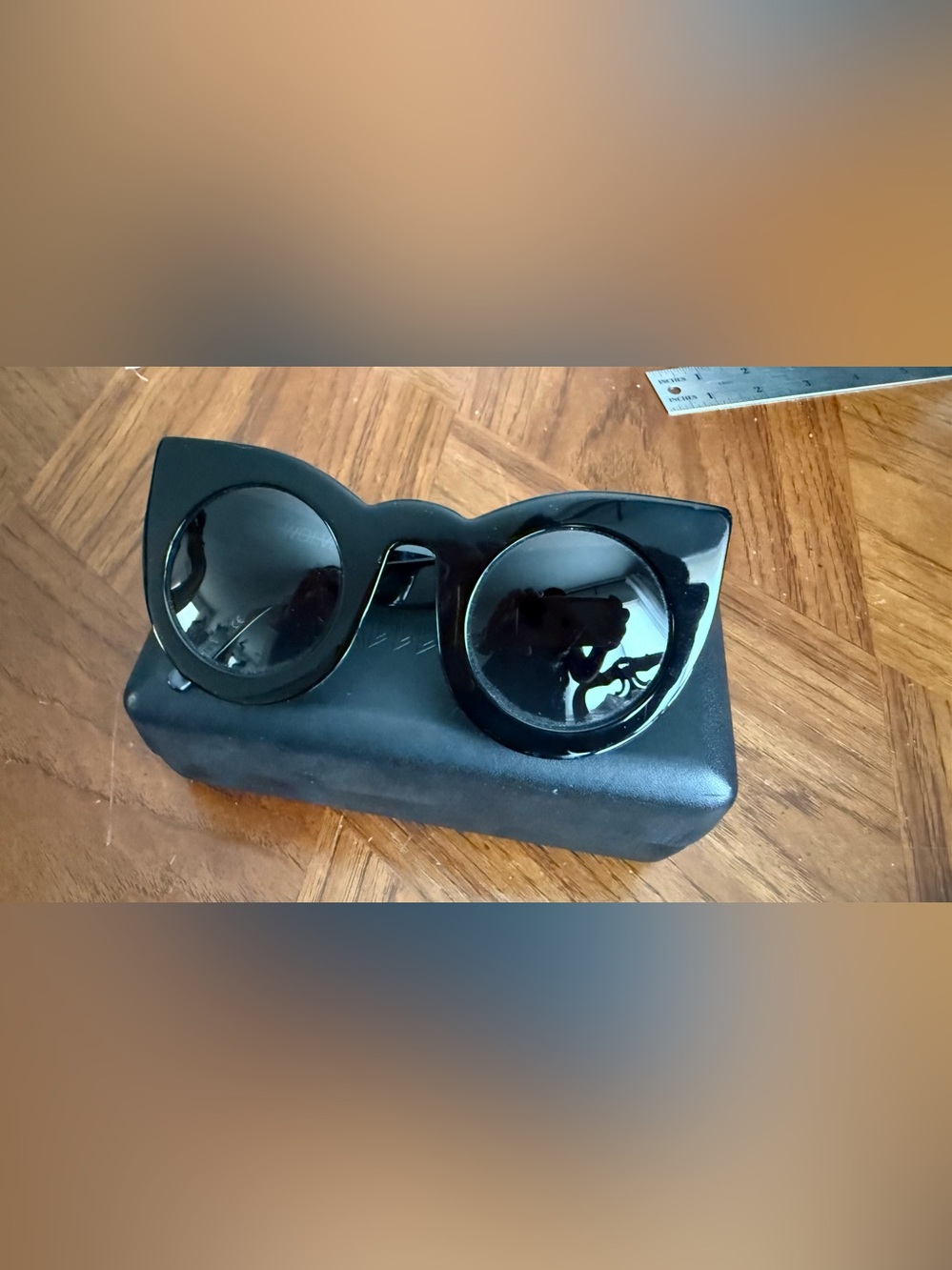 Kat Von D Wolves Valley Eyewear Black Cat-Eye Round Sunglasses